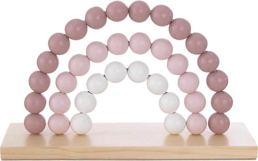 Little Love by NoJo Rainbow Shelfie Pink and Ivory Natural Wood Bead Nursery Décor | Amazon (US)