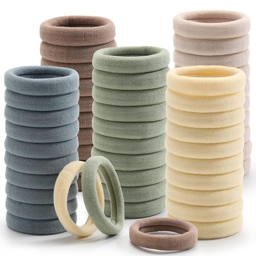 100 Pcs Thick Seamless Hair Ties, Ponytail Holders Hair Accessories No Damage for Thick Hair (Light Theme Colors) | Amazon (US)