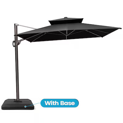 Crestlive Products 11-ft Aluminum Black No-tilt Cantilever Patio Umbrella with Base | Lowe's