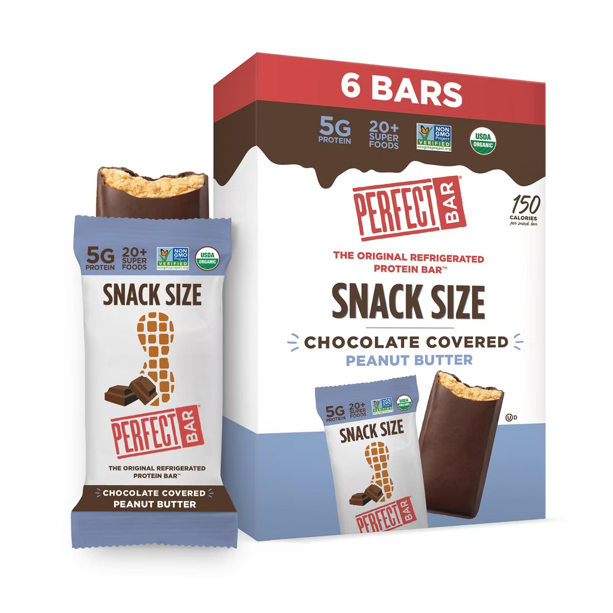 Perfect Bar Snack Size Chocolate Covered Peanut Butter Protein Bars - 6.34oz/6ct | Target