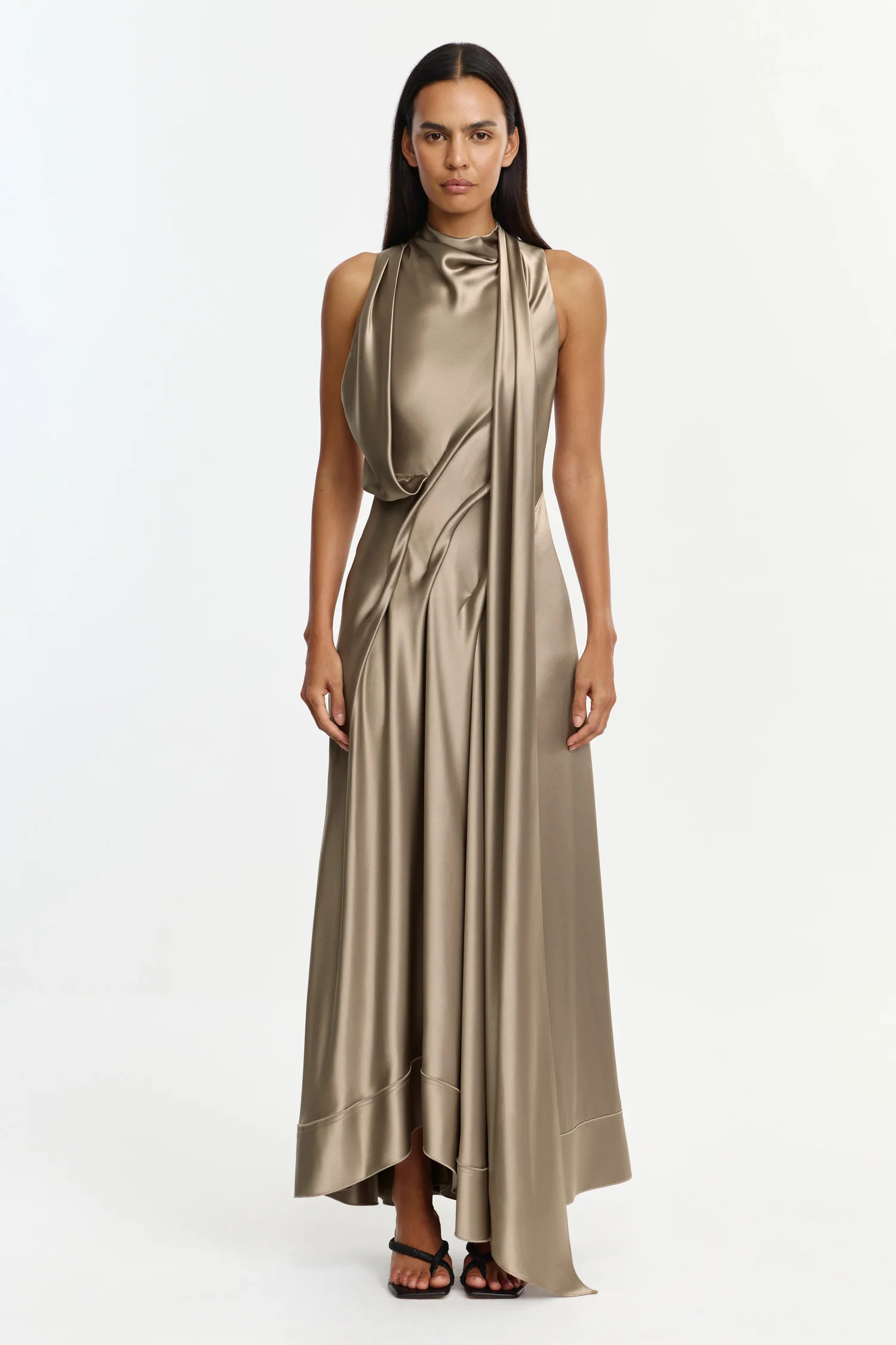 Ewart Maxi Dress in Walnut Olive Green | Acler