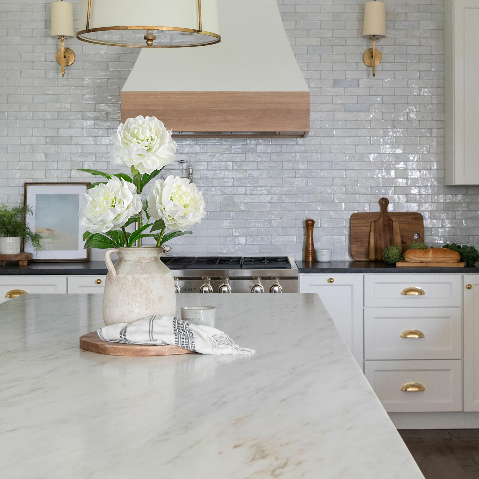 Briful 3PCS Faux Peony Flower Stems, 25.5" Artificial Peony Flowers Realistic Fake Flowers for Va... | Amazon (US)