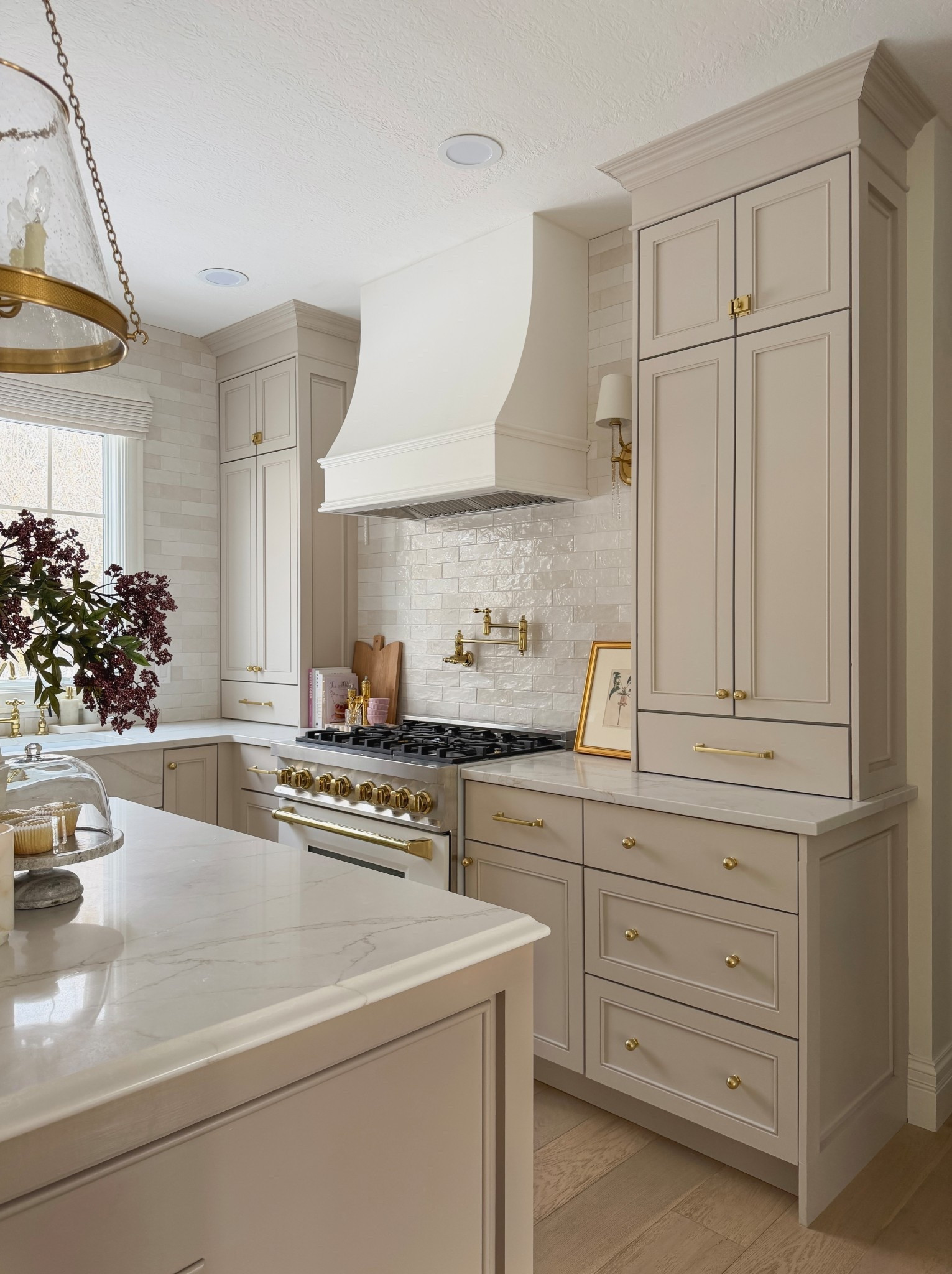 Cabinet hardware is in the aged brass finish  

#LTKmorningroutine #LTKHome #LTKSaleAlert