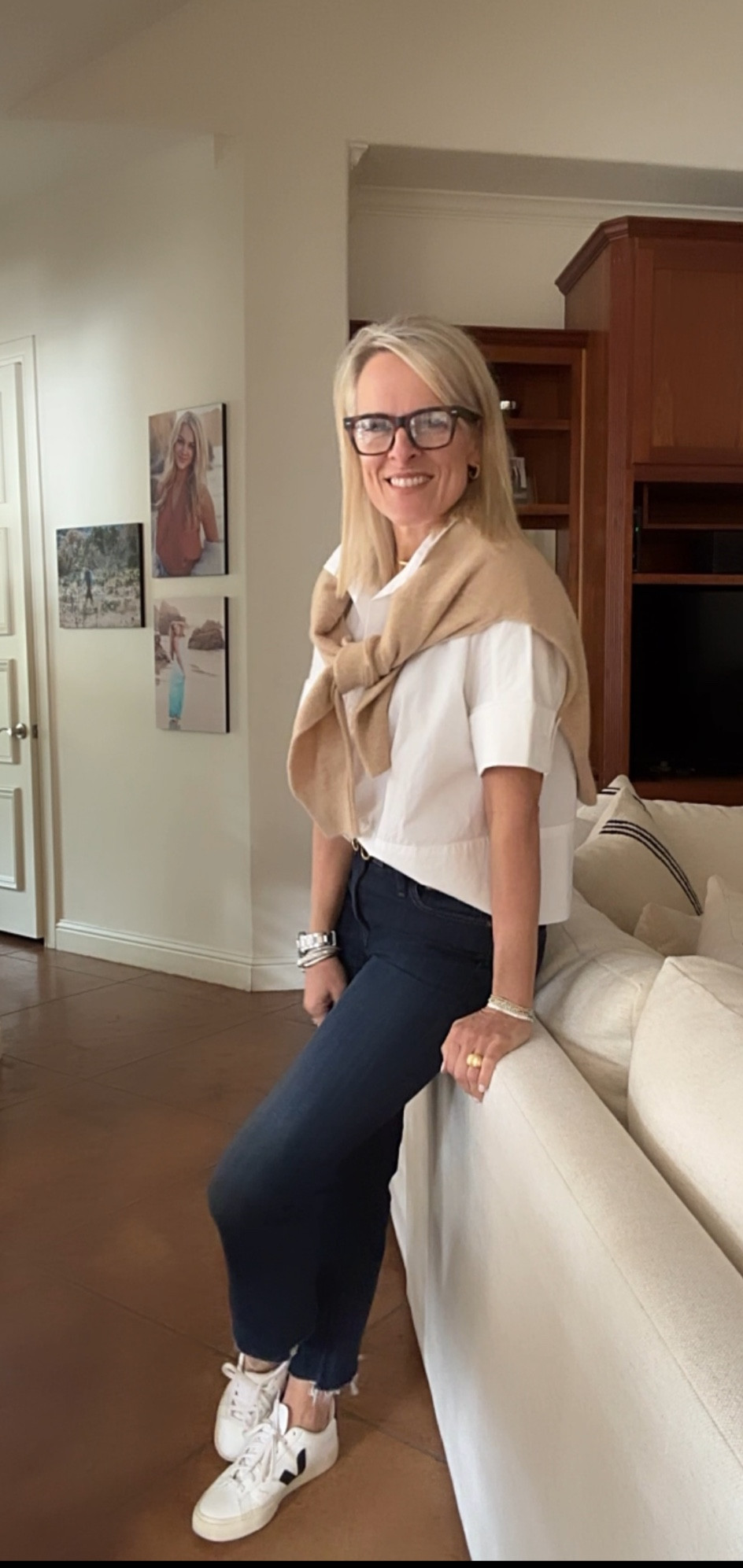 Spring denim and crisp white blouse. A tad cropped but in a great way. Boxy and kind of preppy 



#LTKstyletip #LTKover40 #LTKtravel