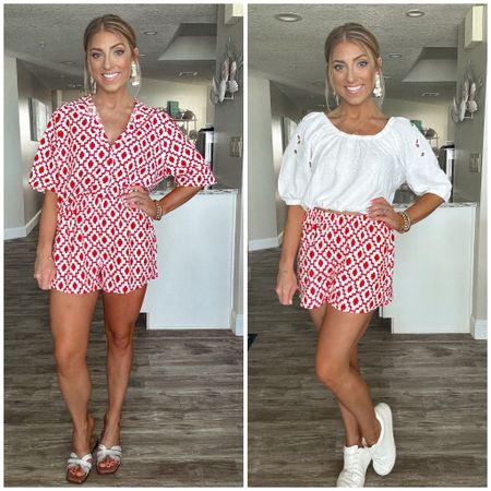 This target matching set is such a cute one for summer! Styling it two ways. This white eyelet detail top is also target. Size down in both the set and the eyelet top. 

Target style. LTK under 50. Matching set. July 4th. 