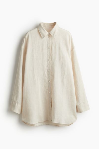 Long shirt - Light beige - Ladies | H&M GB | H&M (UK, MY, IN, SG, PH, TW, HK)