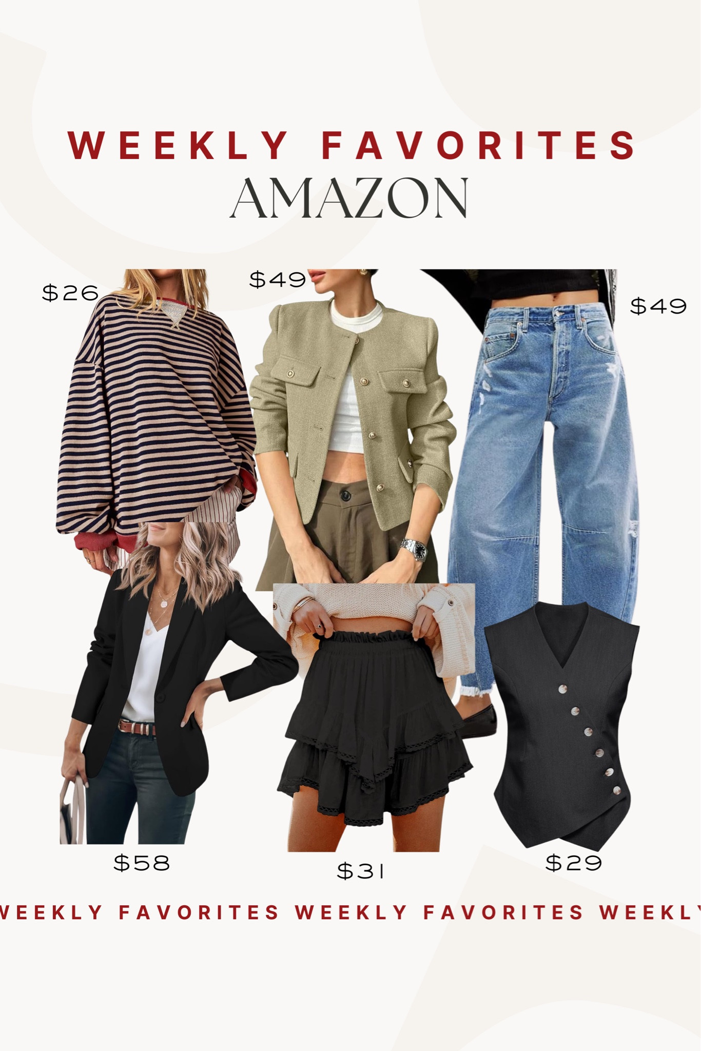 Amazon weekly favorites! These are super cute and perfect for fall!

Weekly favorites, Amazon fashion, Amazon style, Amazon outfits 

#LTKFindsUnder50 #LTKSeasonal #LTKFindsUnder100
