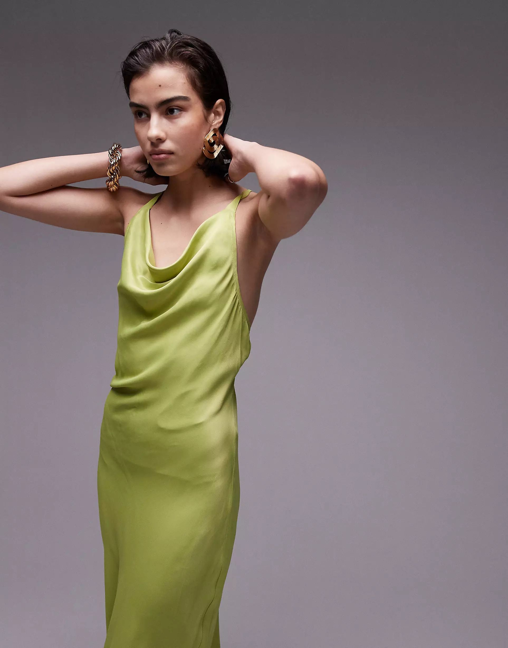 Topshop high square neck maxi dress in apple green | ASOS | ASOS (Global)