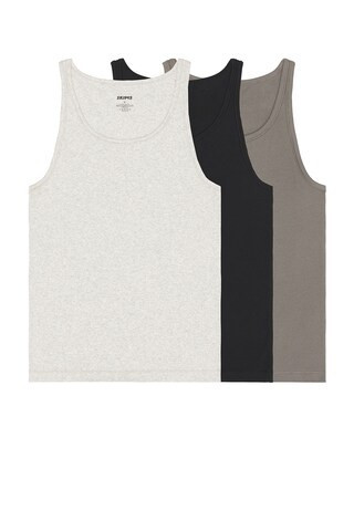 SKIMS Cotton Rib Tank 3-Pack in Grey | FWRD 