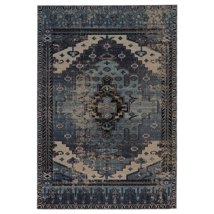 Cicero Indoor/Outdoor Medallion Area Rug Blue/Gray - Jaipur Living | Target