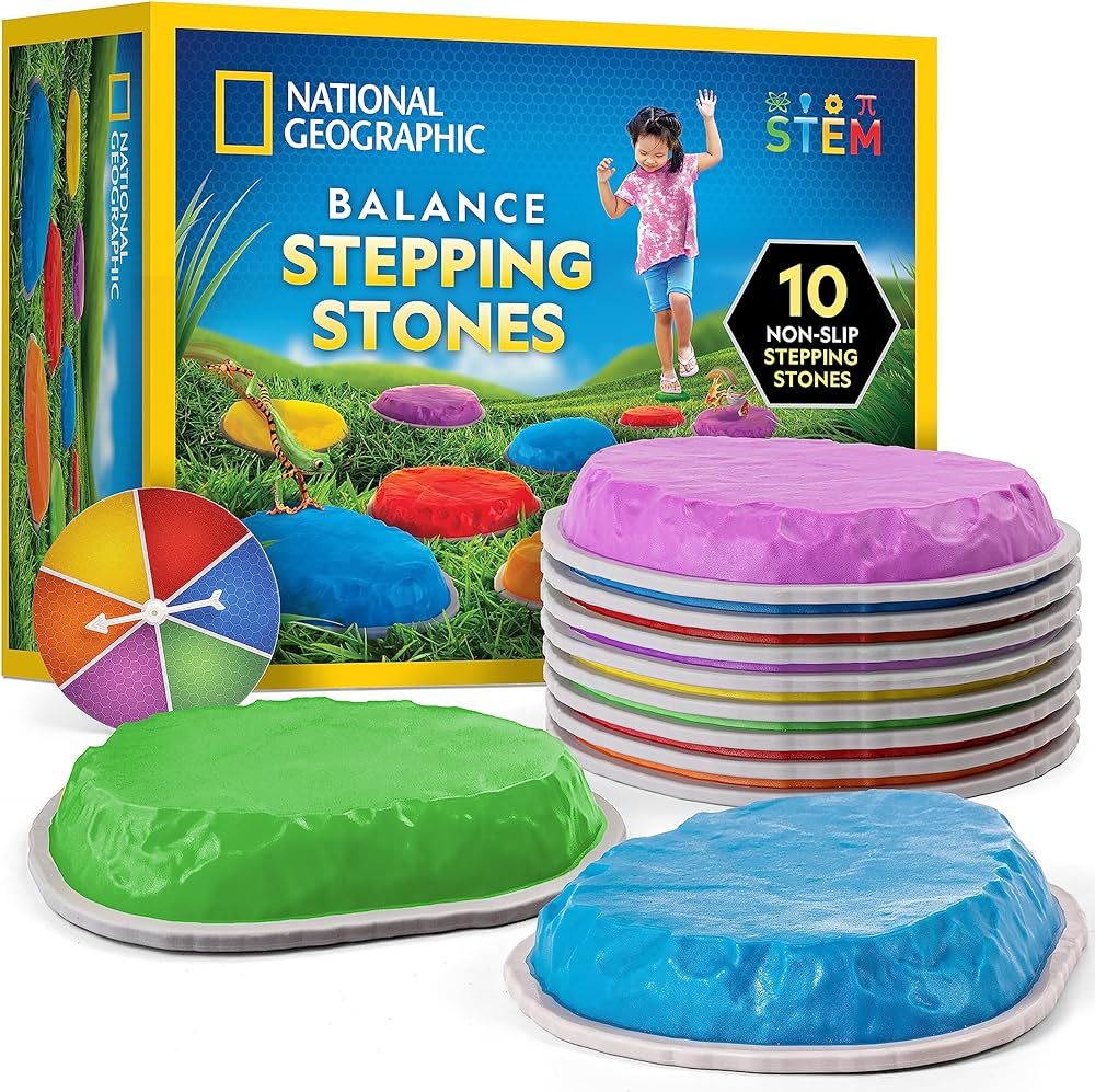 NATIONAL GEOGRAPHIC Stepping Stones for Kids – Durable Non-Slip Stones Encourage Toddler Balanc... | Amazon (US)