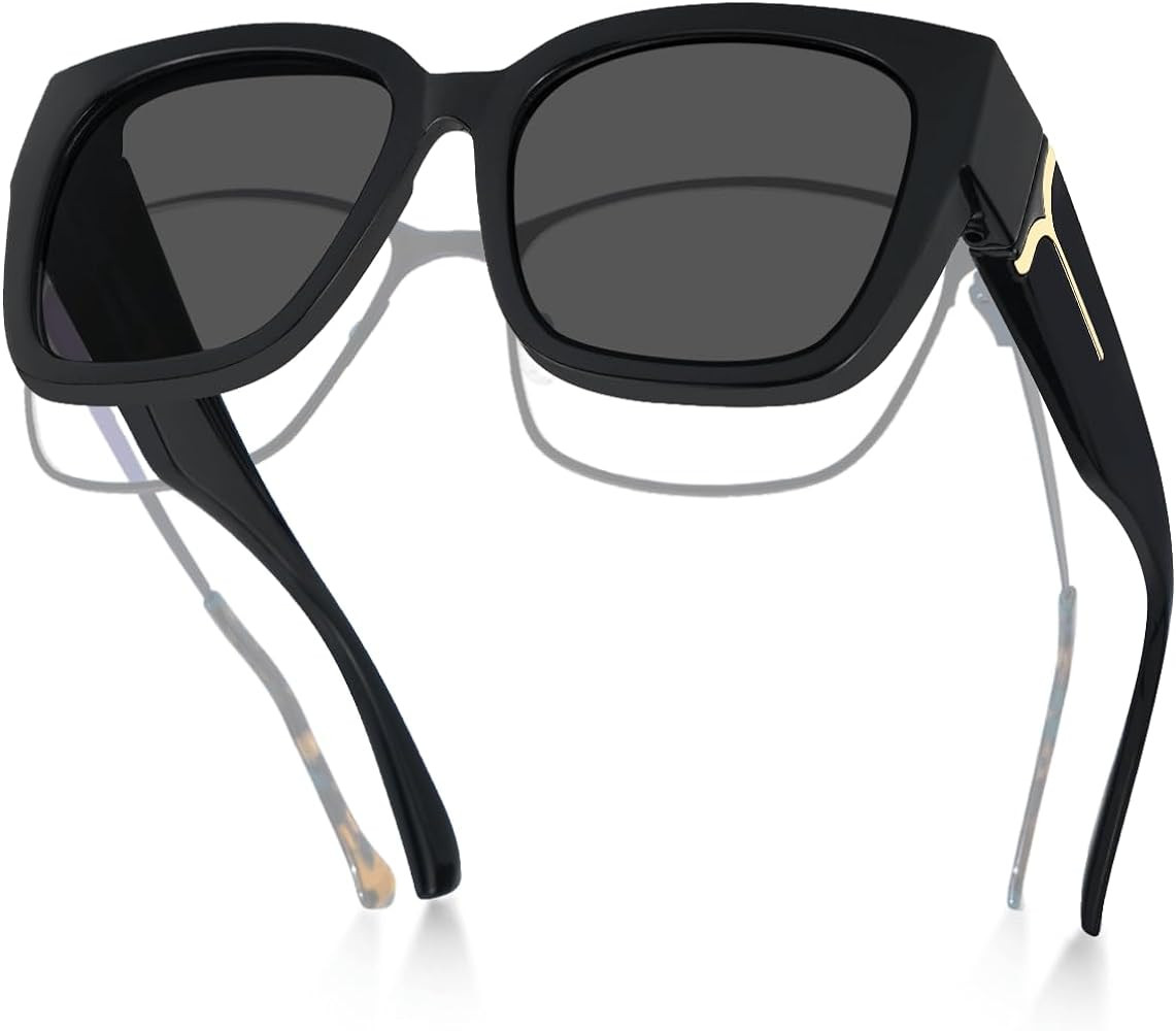 Meeloog Polarized Fit Over Glasses Sunglasses for Women UV Protection, Trendy Square Wrap Around ... | Amazon (CA)