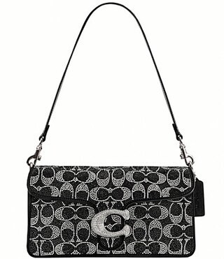 COACH Tabby 26 Rhinestoned Signature C Shoulder Bag - Black | Dillard's