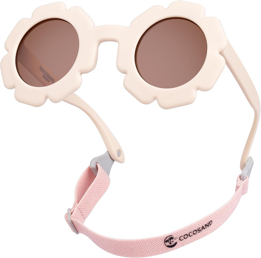 COCOSAND Toddler Sunglasses with Strap Polarized Lens Retro Flexible Flower Frame for Baby Kids B... | Amazon (US)