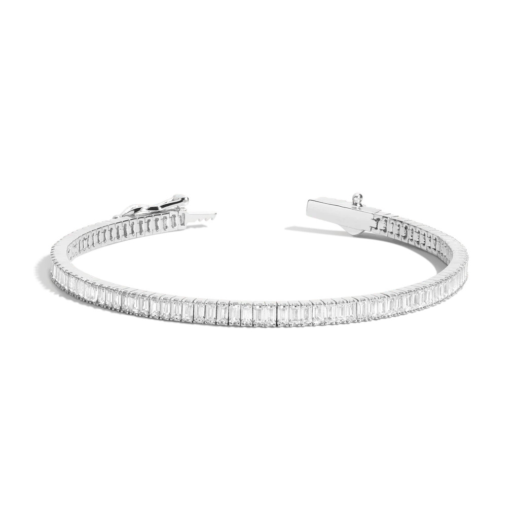 Lab Grown White Sapphire Baguette Tennis Bracelet | AUrate New York