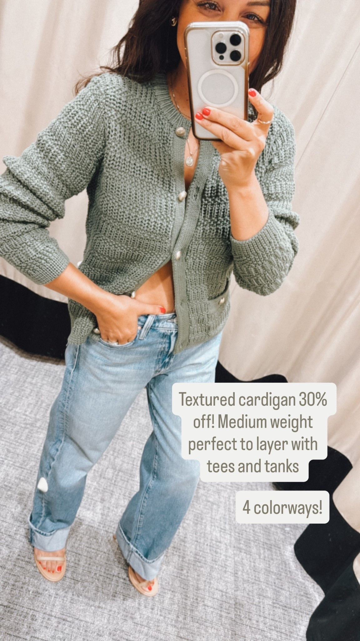 Nordstrom Sale! Sale ends Sunday 8/3 
I sized down one in the jeans . 
Wearing an xs in cardigan 

#LTKStyleTip #LTKSaleAlert