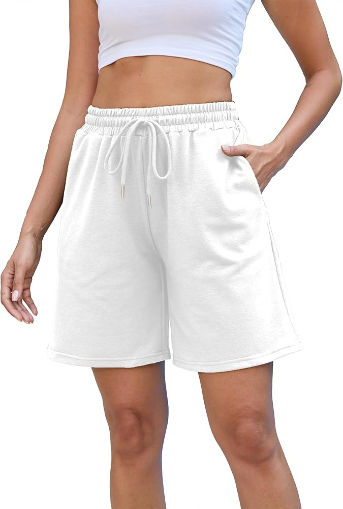 Women's Sweat Athletic Shorts Jogger Summer Loose Drawstring Waist Bermuda Shorts with Pockets | Amazon (US)