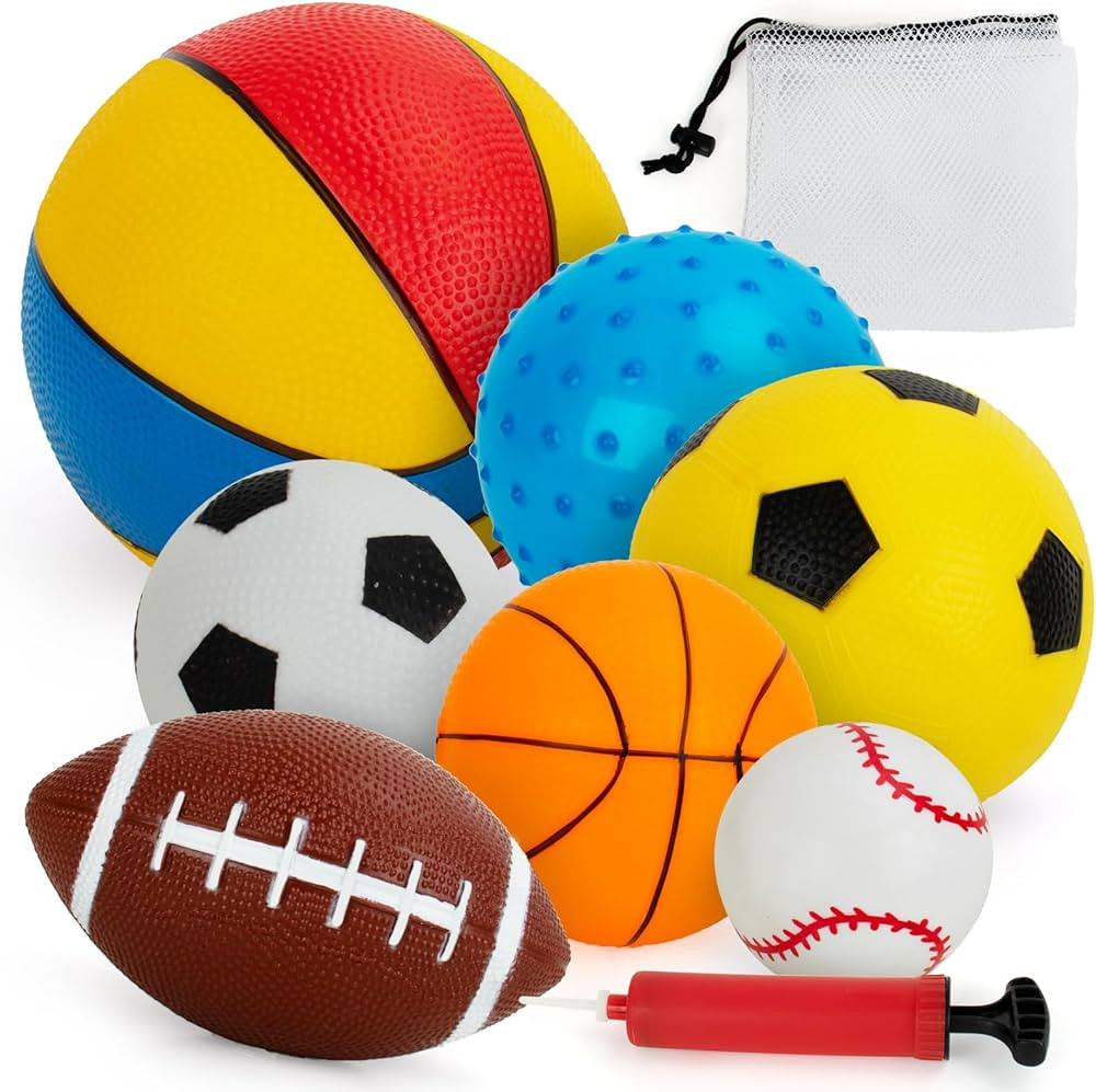 Balls for Toddlers 1-3,Toddler Sports Toys,Set of 7 Kids Ball Soft Foam Baby Sports Balls- Soccer... | Amazon (US)