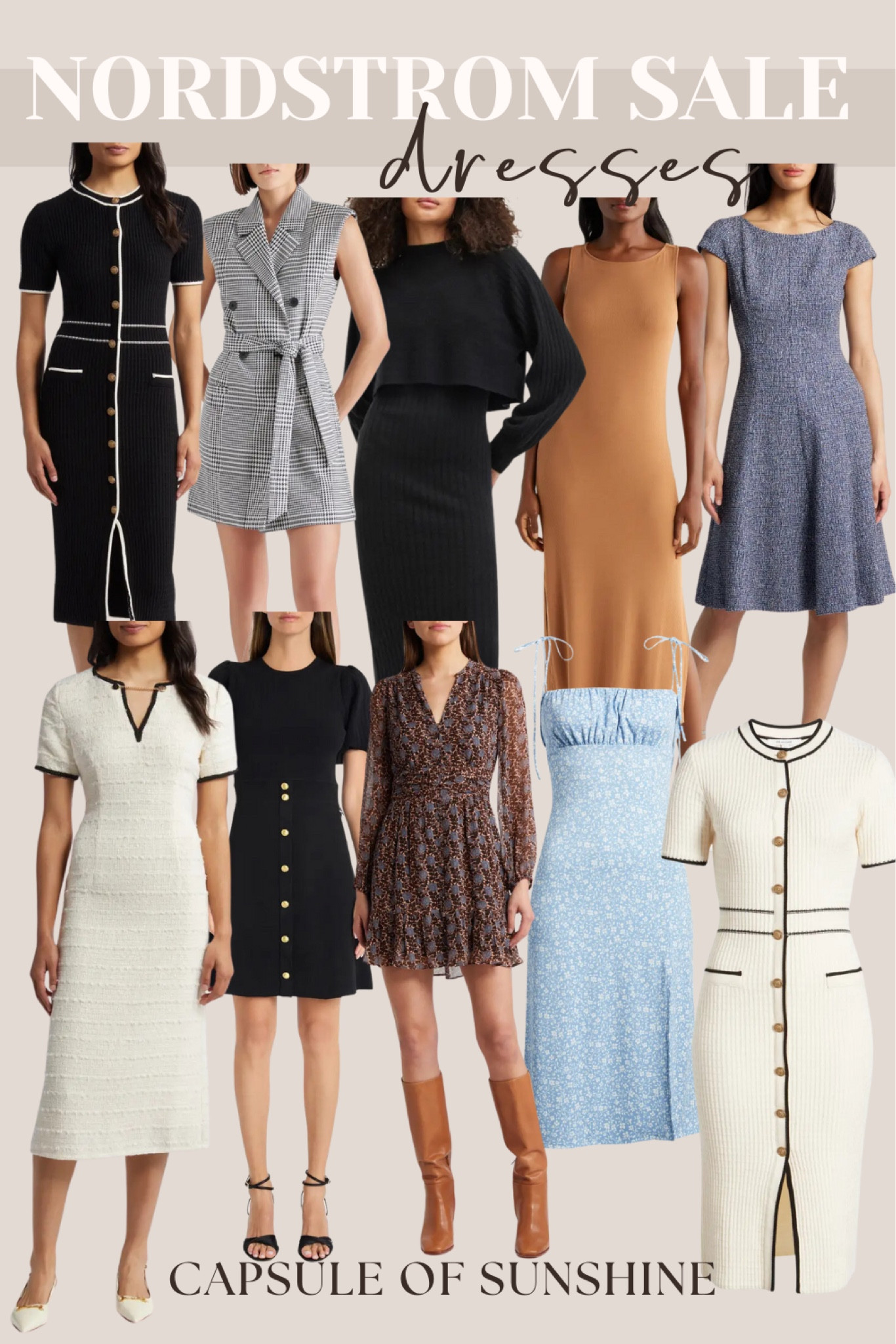 **Nordstrom Anniversary Sale Early Access has begun!** Starting today, July 10, Icons & Ambassadors now have access to shop. The sale will open to Influencers tomorrow, and everyone else on July 15. Be sure to start your Wish List now if you haven’t already and pull the trigger if you have early access! Several items are already starting to sell out!

If anything you want is currently sold out, you can receive restock alerts on the Nordstrom app!

**Nordstrom Anniversary Sale Dresses Picks**

Nordstrom Anniversary Sale | Dresses | Eliza J Knit Sheath Dress | Halogen Plaid Double Breasted Dress | Treasure & Bond Ribbed Midi Dress | Open Edit Sleeveless Dress | Vince Camuto Fit & Flare Dress | CeCe Crepe Dress | French Connection Printed Long Sleeve Dress | BP. Floral Print Midi Dress | Chelsea28 Button Front Dress | Capsule of Sunshine | NSALE

#NordstromAnniversarySale #Dresses #ElizaJ #Halogen #TreasureAndBond #OpenEdit #VinceCamuto #CeCe #FrenchConnection #BP #Chelsea28 #FashionDeals #CapsuleOfSunshine #NSALE #WardrobeEssentials #SaleAlert #FallFashion #ltkpicks

#LTKSummerSales #LTKSaleAlert #LTKxNSale