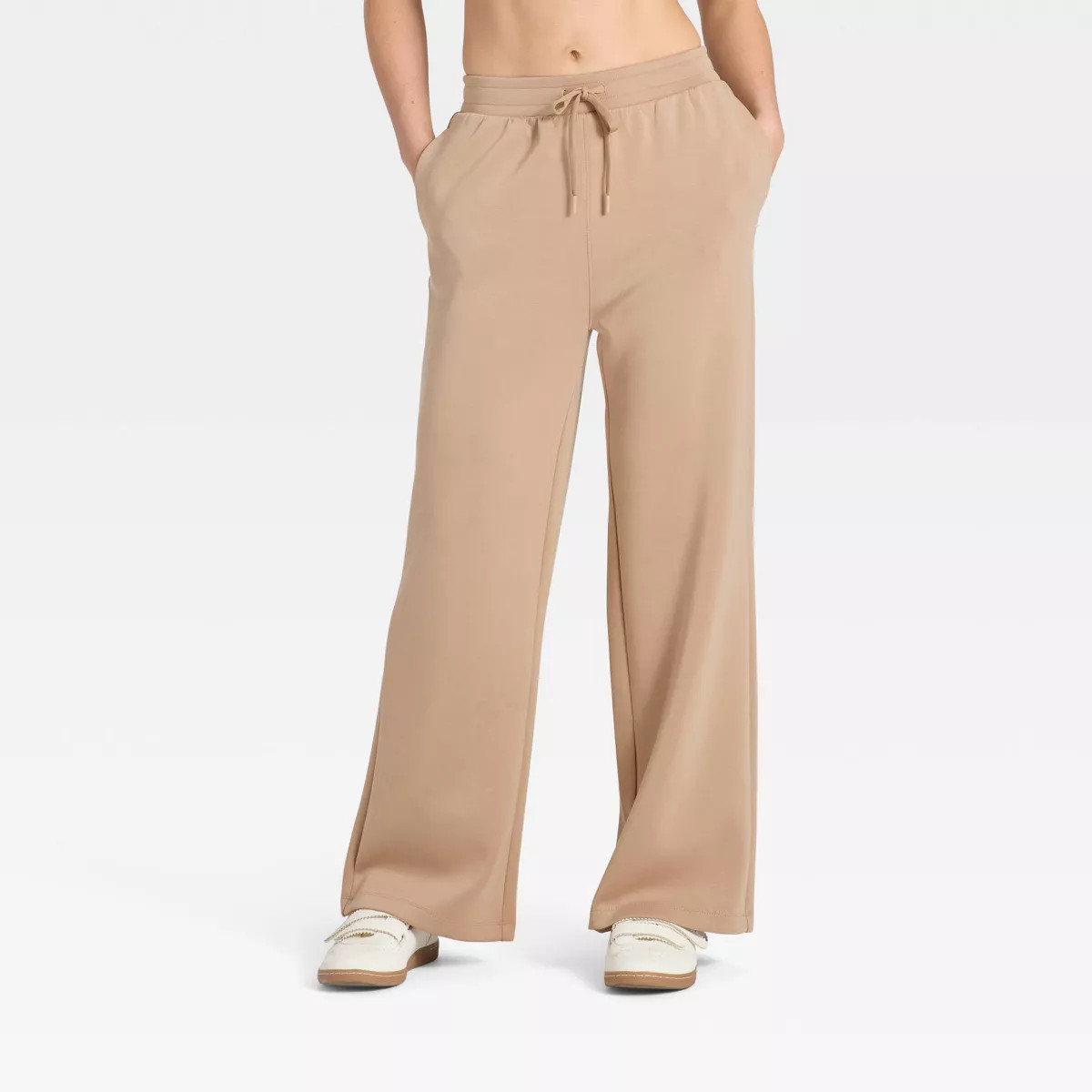 Women's Airy Sleek Wide Leg Sweatpants - All In Motion™ Tan 4X | Target