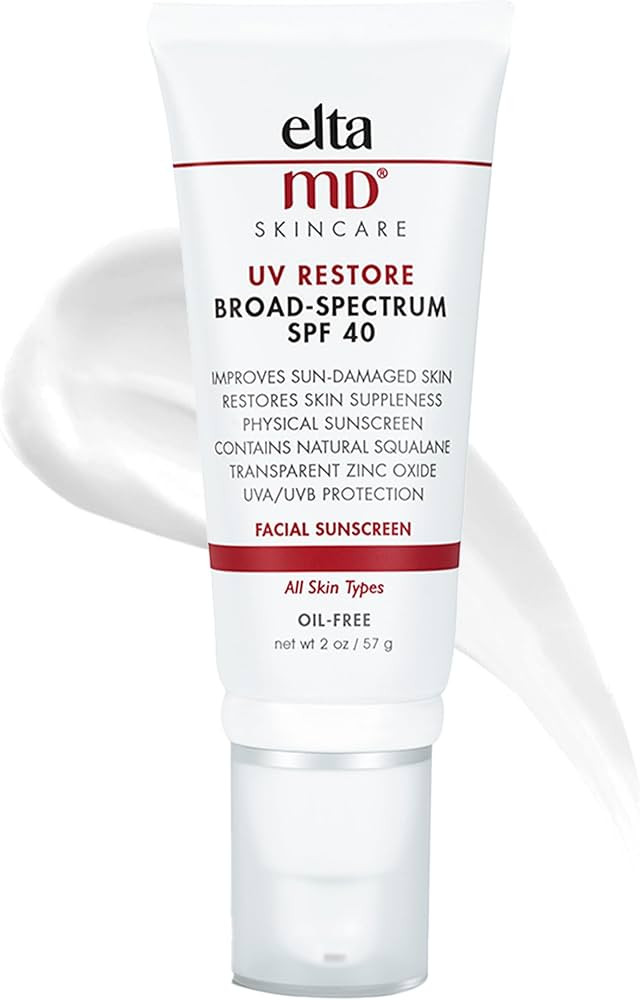 EltaMD UV Restore Face Sunscreen, SPF 40 Mineral Sunscreen for Sun Damaged Skin Repair, Improves ... | Amazon (US)