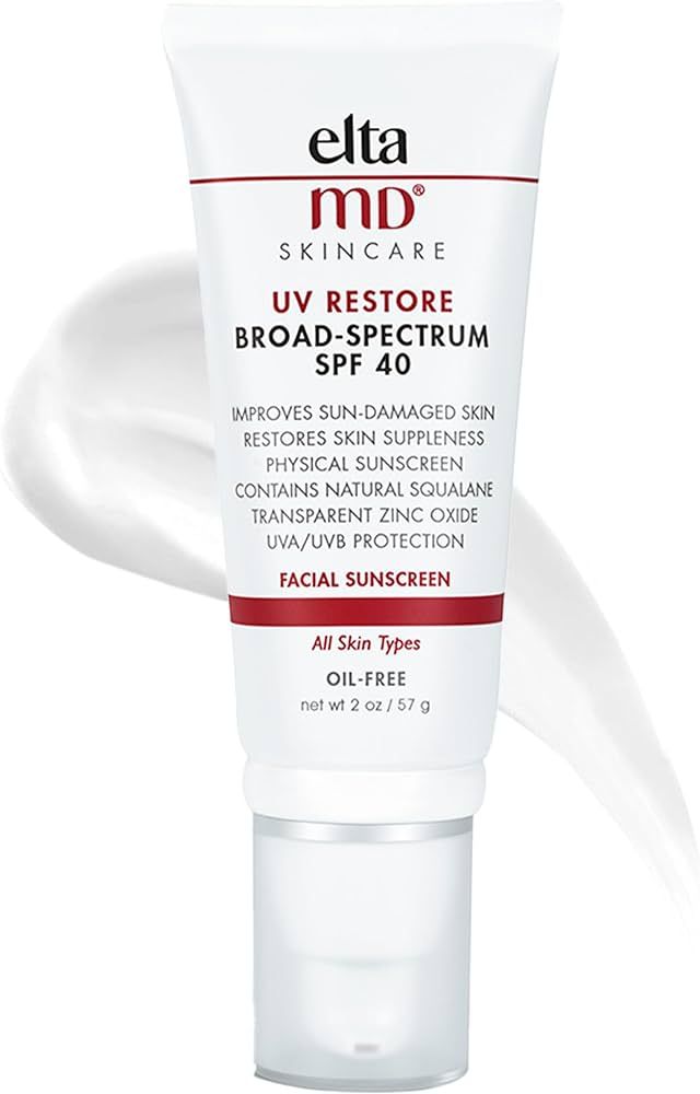 EltaMD UV Restore Face Sunscreen, SPF 40 Mineral Sunscreen for Sun Damaged Skin Repair, Improves ... | Amazon (US)