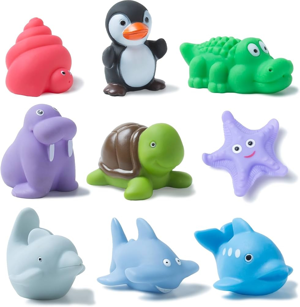 XY-WQ Bath Toys No Hole, for Infants& Toddlers, No Hole Bathtub Toys (Sea Animals Ⅱ, 9 Pcs with... | Amazon (US)