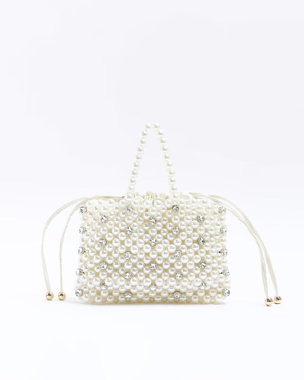 Cream pearl embellished handbag | River Island (UK & IE)