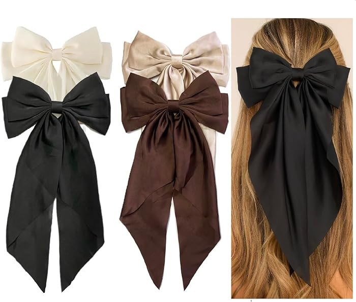 Hair Bows for Women Girls 8 PCS Hair Ribbon Bow Hair Clips with Long Tails Vintage Hair Accessori... | Amazon (US)