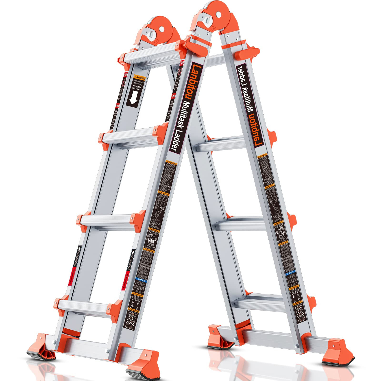 Ladder, A Frame 4 Step Ladder Extension, 14 FT Anti-Slip Multi Position & Storage Folding Ladder,... | Amazon (US)