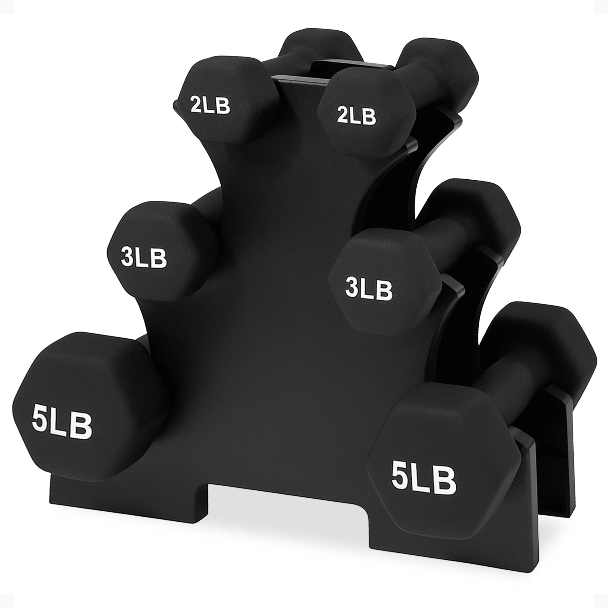BalanceFrom 20 lb Neoprene Coated Iron Dumbbell Hex Weights Set with Stand, Black | Walmart (US)