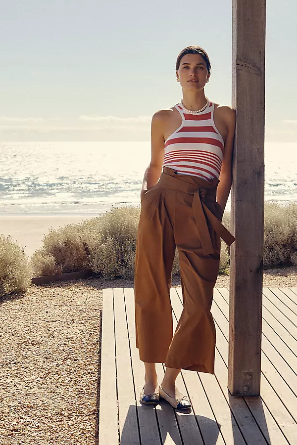 Exquise Pleated Tie-Front Trousers | Anthropologie (US)