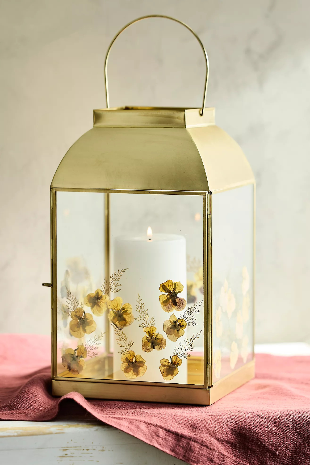 Pressed Floral Lantern, Yellow | Anthropologie (US)