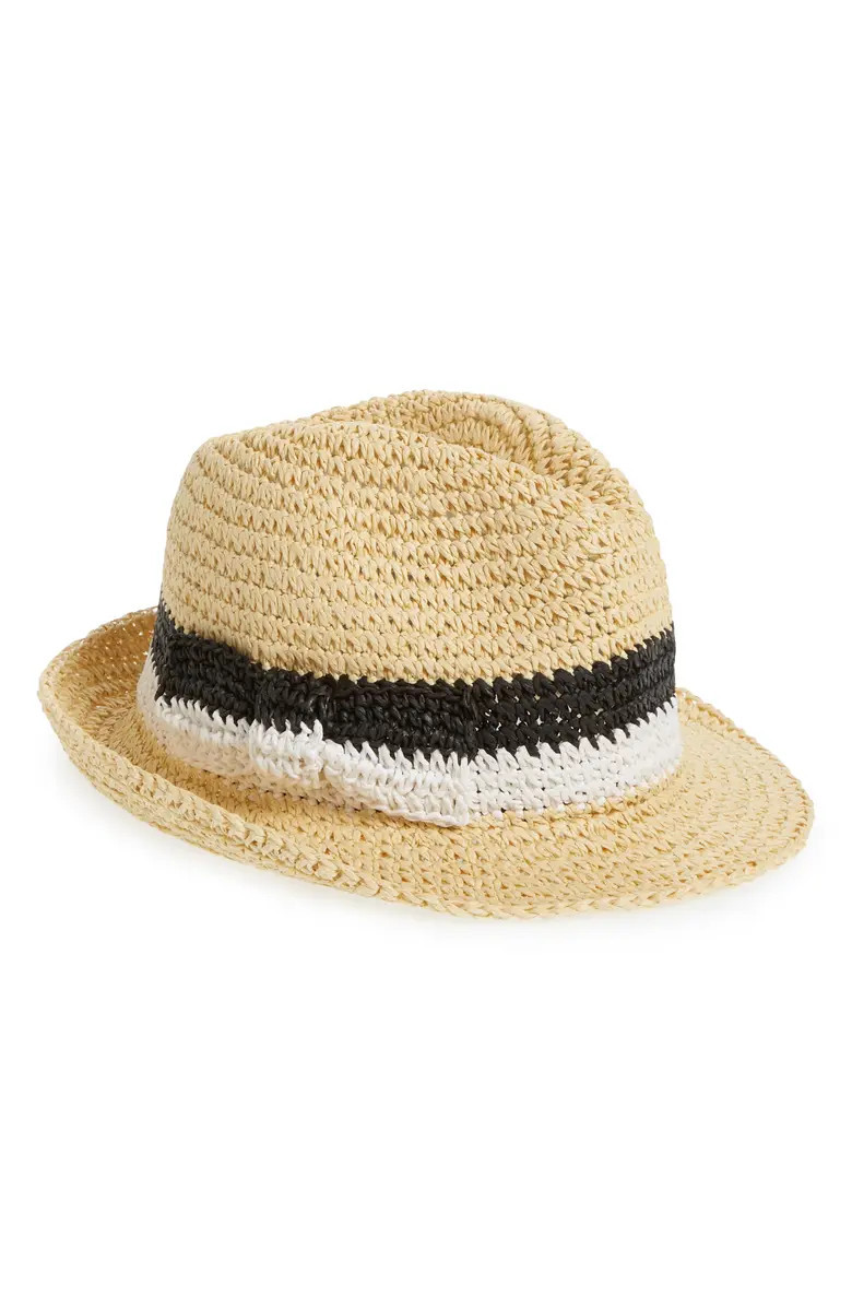 kate spade stripe bow straw trilby | Nordstrom