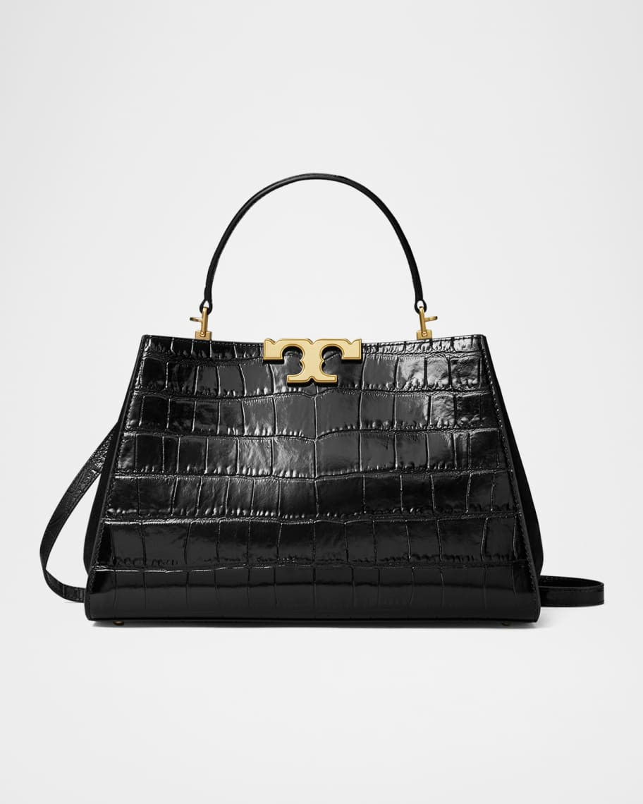 Eleanor Croc-Embossed Leather Satchel Bag | Neiman Marcus