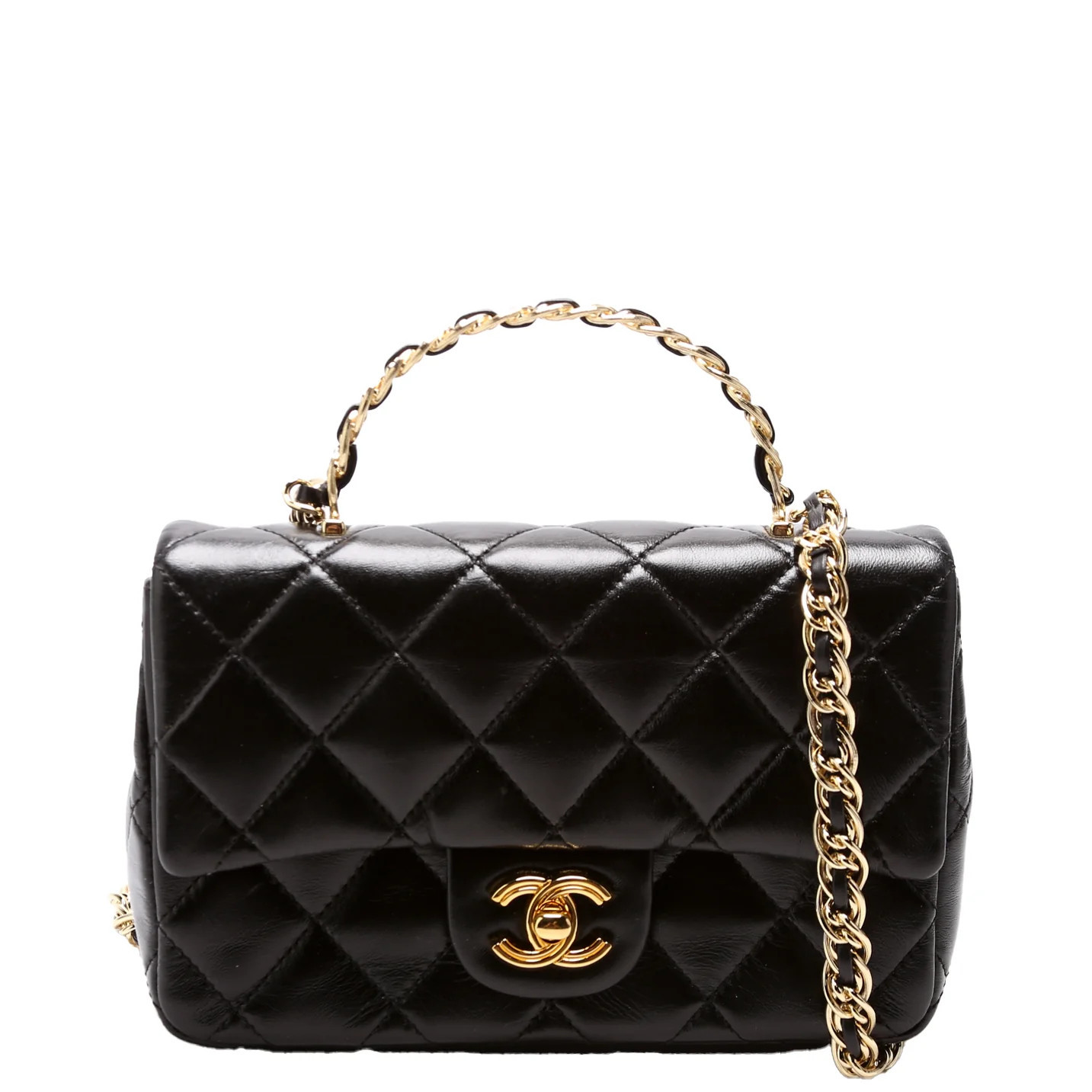 Rectangular Mini Top Handle RFID Black | Keeks Designer Handbags
