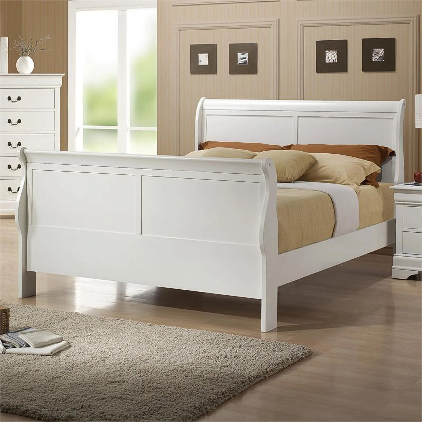 Bowery Hill Queen Sleigh Bed in White | Walmart (US)