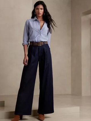 Pleated Wide-Leg Jean curated on LTK