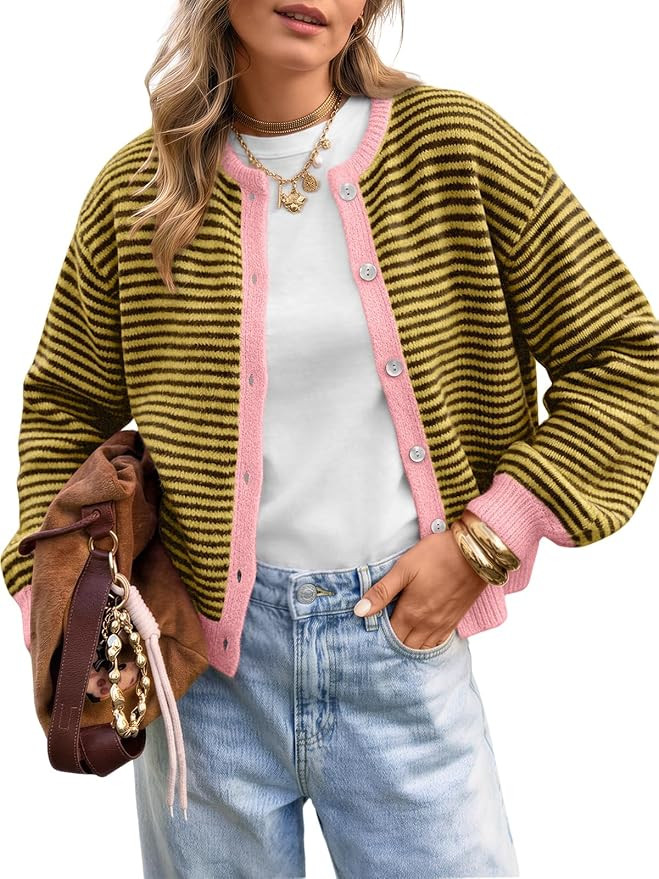Trendy Queen Striped Cardigan Sweaters for Women 2026 Fall Fashion Clothes | Amazon (US)