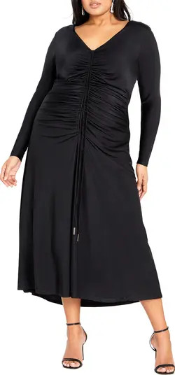 City Chic Avah Long Sleeve Ruched Dress | Nordstrom | Nordstrom