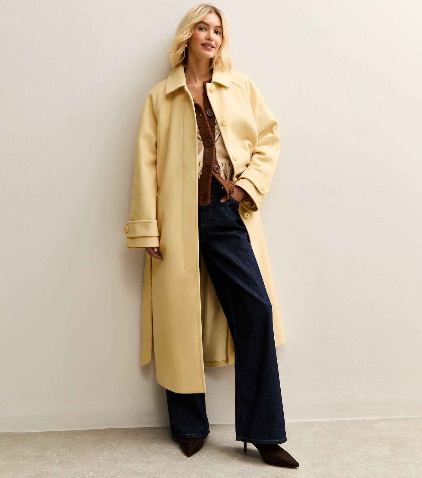 Yellow Button Up Belted Coat | New Look | New Look (UK)