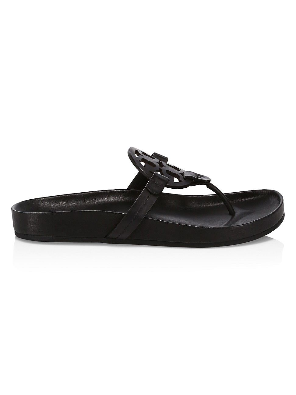 Tory Burch Women's Miller Cloud Leather Thong Slides - Perfect Black - Size 8.5 Sandals | Saks Fifth Avenue