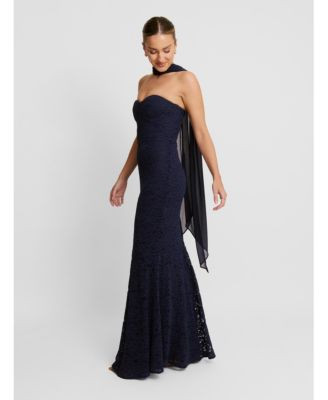 Six Stories Women's Lace Corset Maxi Dress With Neck Scarf - Macy's | Macy's