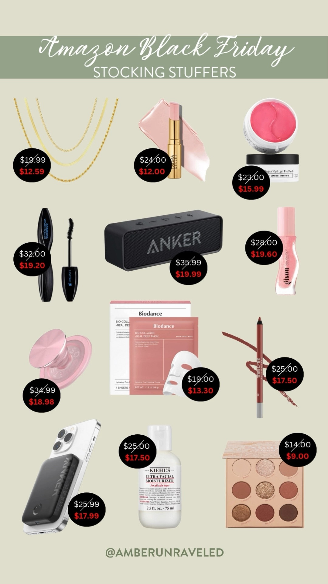 Maximize your holiday budget with Amazon Black Friday stocking stuffer deals – featuring beauty minis like Kiehl's Ultra Facial moisturizer, Biodance face masks, an eyeshadow palette, and a Laura Geller lip balm, plus accessories including a gold necklace and a MagSafe power bank. Don't forget the fun tech items like the ANKER portable speaker and small makeup essentials such as Maybelline mascara and a lip liner, all at great discounted prices.

black friday 2025, creator favorites 2025, holiday gift guide, trendy makeup products, skincare finds, fashion accessories, travel essentials, tech gadgets 

#LTKBeauty #LTKFindsUnder50 #LTKSaleAlert