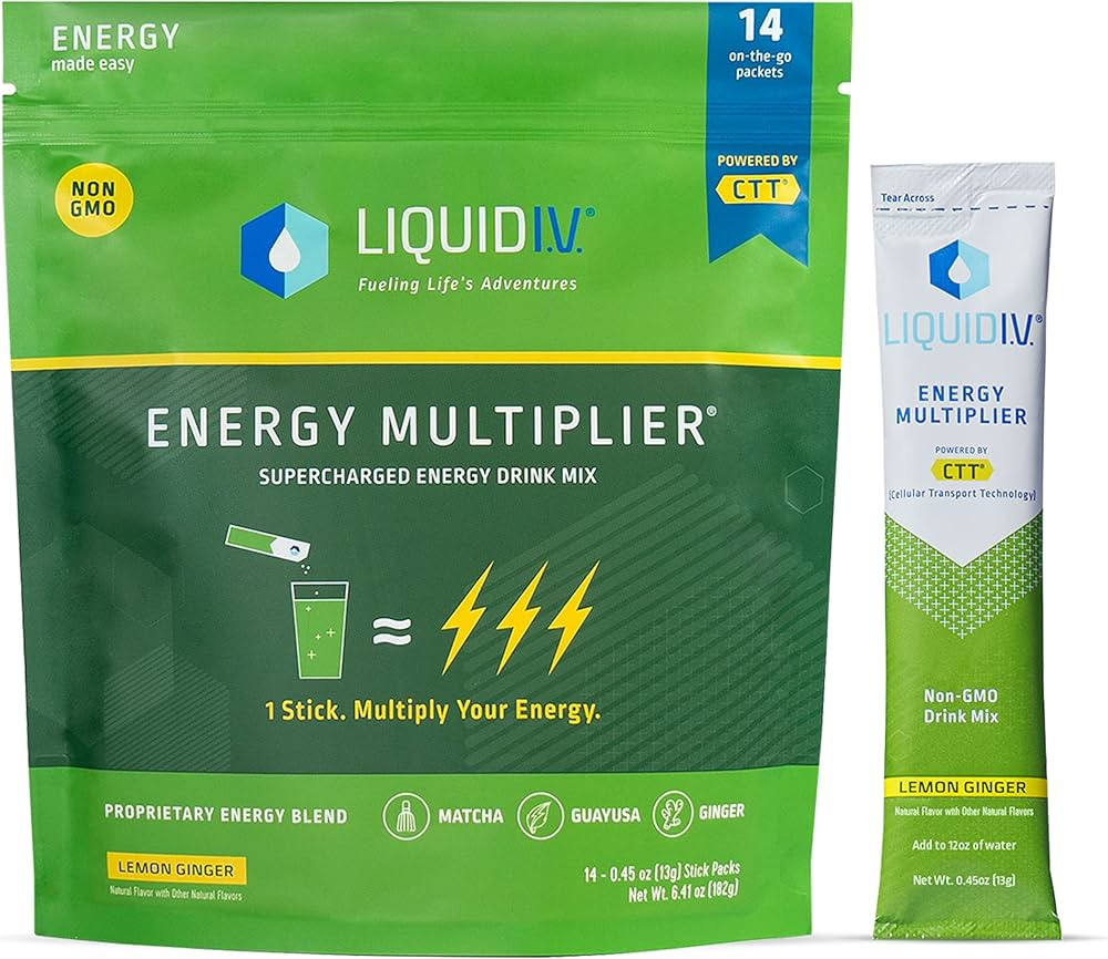Liquid I.V. Energy Multiplier | Energy Powder Drink Sticks | Matcha and Green Energy Blend Drink ... | Amazon (US)