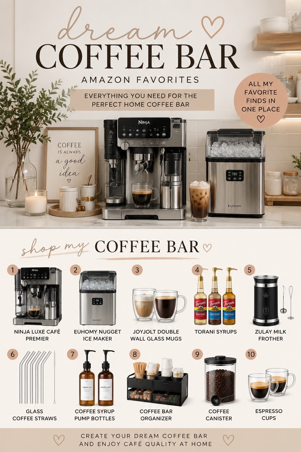 Dream Coffee Bar Amazon Finds | 10 Must-Have Coffee Bar Essentials ☕🤍

#LTKHome #LTKSeasonal #LTKdayinmylife
