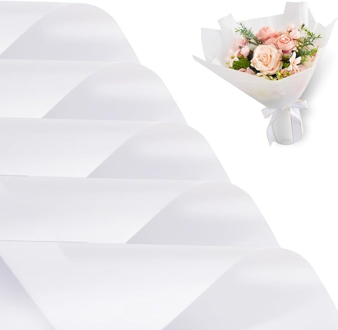 BEISHIDA 20 PCS White Floral Wrapping Paper-Matte Waterproof Flower Wrapping Paper Bouquet for Fl... | Amazon (US)