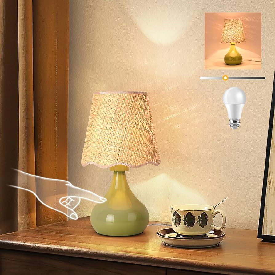 Green Small Touch Control Table Lamp for Bedroom,Green Bedside Lamps for Nightstand,Cute Mini Sma... | Amazon (US)