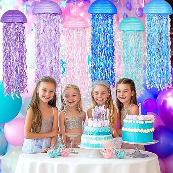 10" Mermaid Jellyfish Lanterns – Pink Purple Blue Decorations for Mermaid Birthday Party, Under... | Amazon (US)