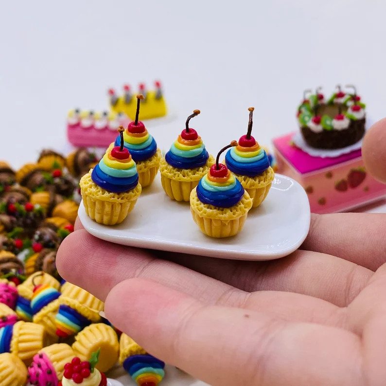 10 pieces Miniature Cupcake for Doll's house collection, Miniature Sweet dollhouse, Fake Food | Etsy (US)
